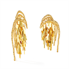 Asymmetric wheat tassel earrings