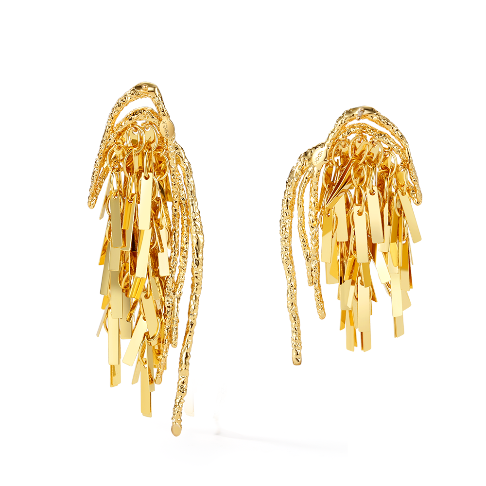 Asymmetric wheat tassel earrings