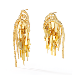 Asymmetric wheat tassel earrings