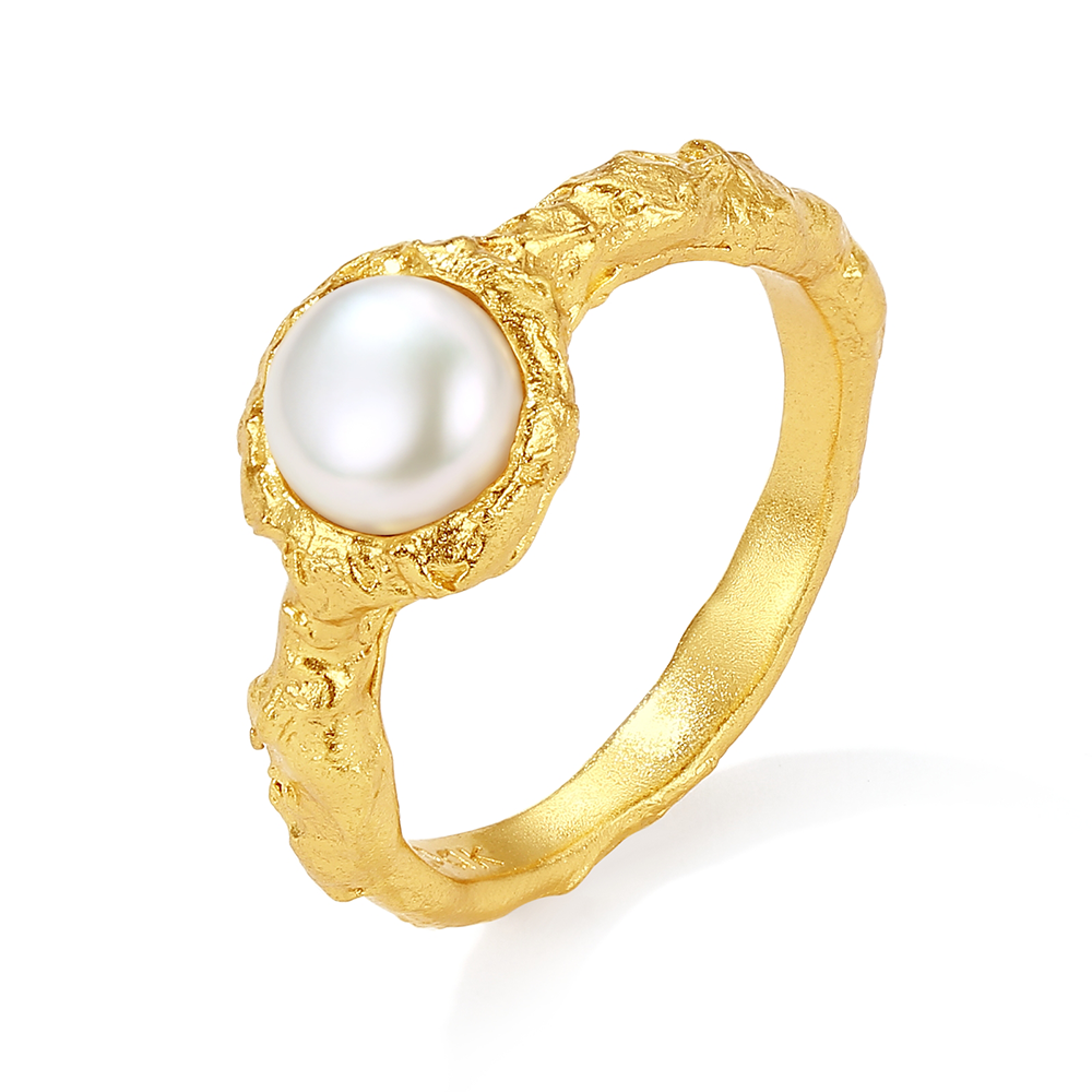 Brushed fresh-water pearl ring