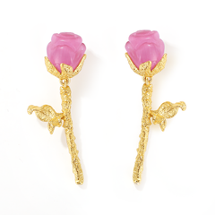 Pink rose earrings