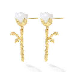 White rose earrings