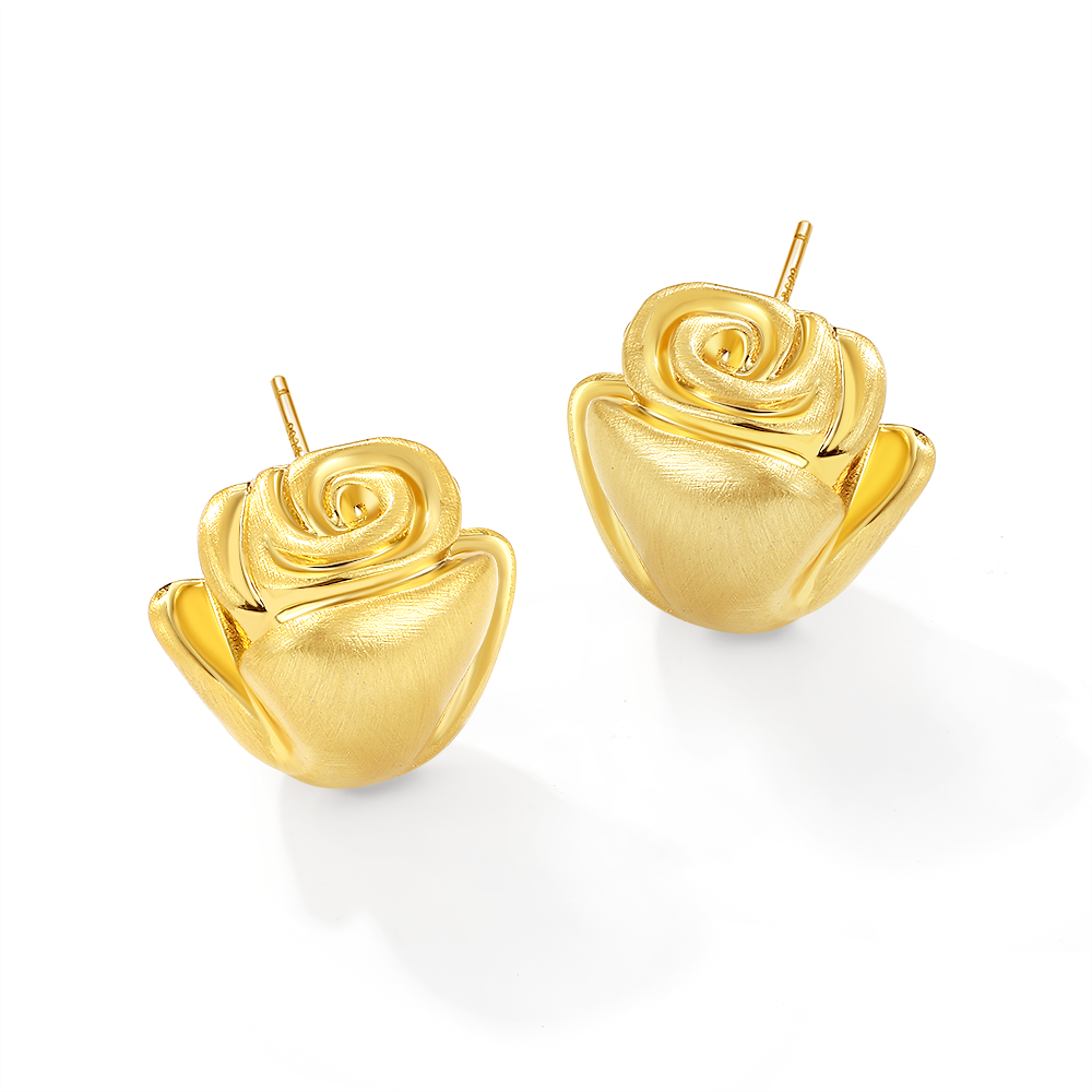 Brushed rose earrings Gold/Silver