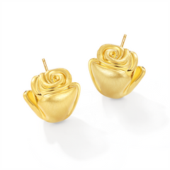 Brushed rose earrings Gold/Silver