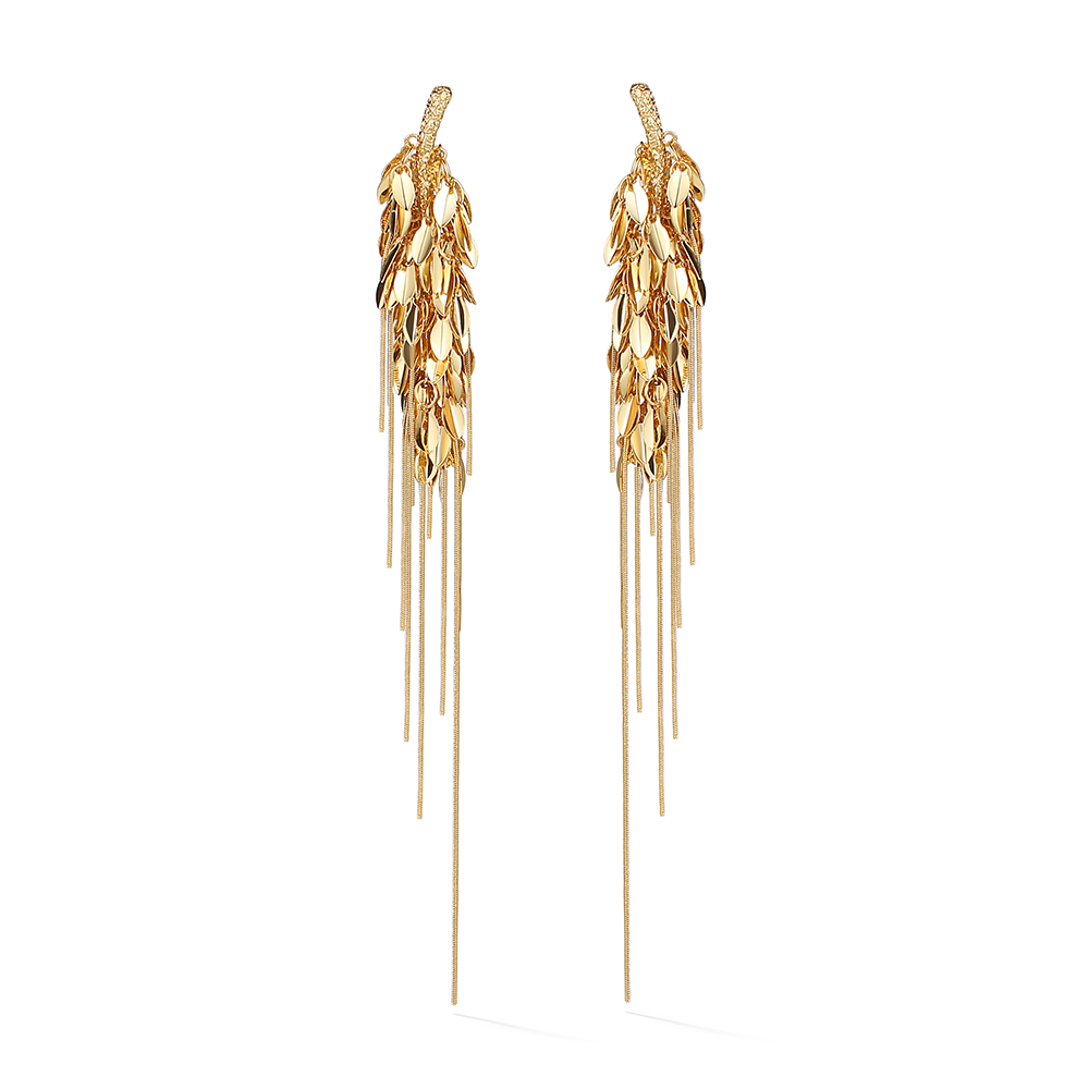 Wheat tassel long earring( right ) Gold\Gold & Silver