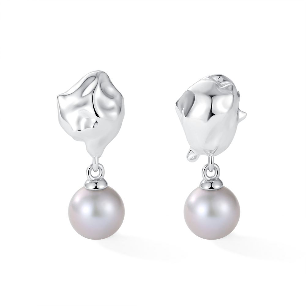 Ocean flow earrings with pearl drops