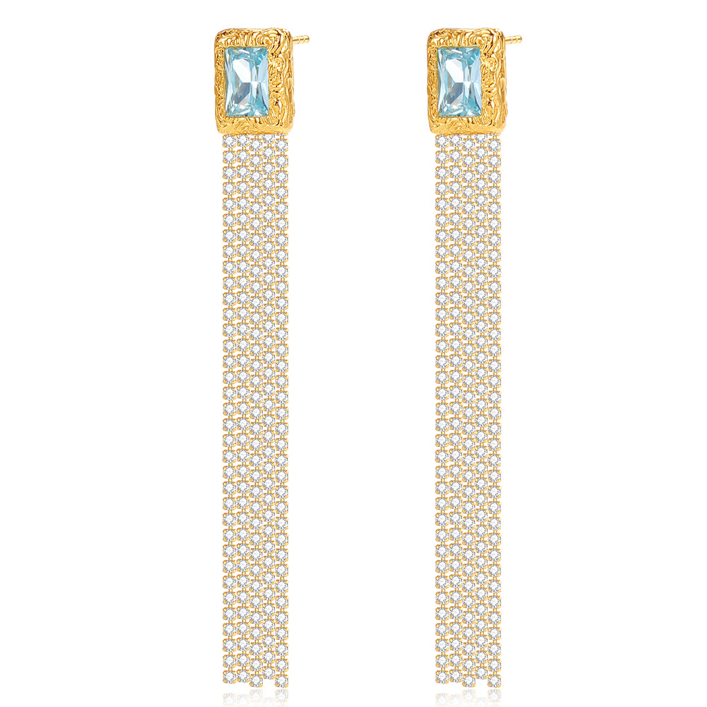 Rose embossed tassle earrings