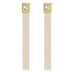 Rose embossed tassle earrings